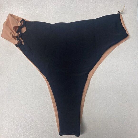 Camila Coelho Andres High Waist Bottom in Black & Nude Medium NWT - Picture 4 of 7